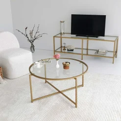 Gold Sun Couchtisch | METALLRAHMEN | Gold