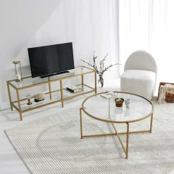 Gold Sun Couchtisch | METALLRAHMEN | Gold
