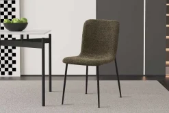 Grüner Bouclé-Stuhl Alice | Metallbeine | H81.5xB42xT57cm