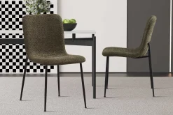 Grüner Bouclé-Stuhl Alice | Metallbeine | H81.5xB42xT57cm