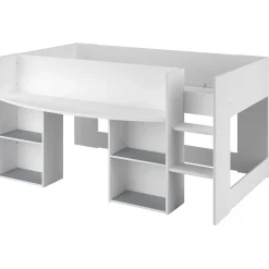 Habhochbett Rue 90x200 mit Schreibtisch - weiß/grau oder weiß/rosa