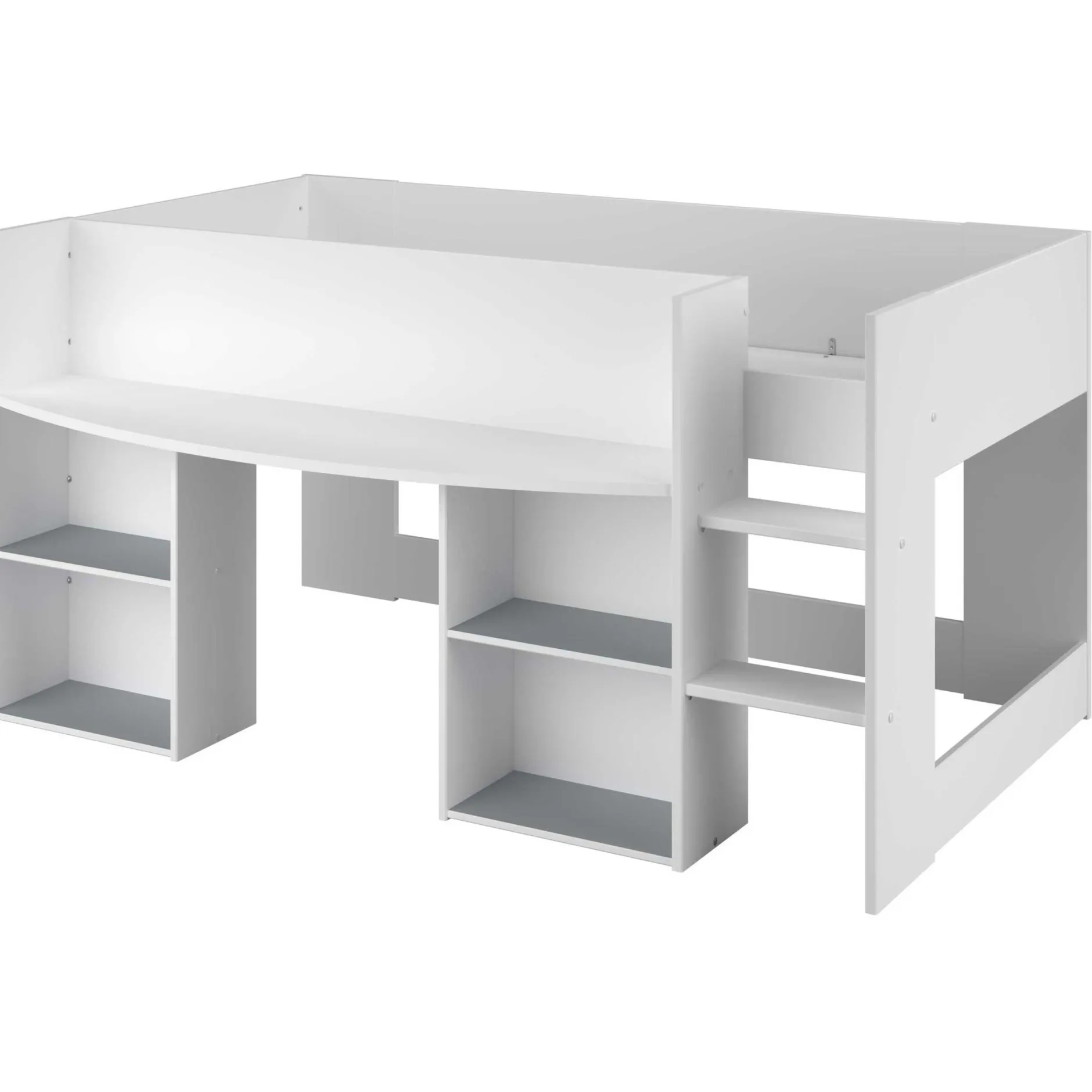 Habhochbett Rue 90x200 mit Schreibtisch - weiß/grau oder weiß/rosa