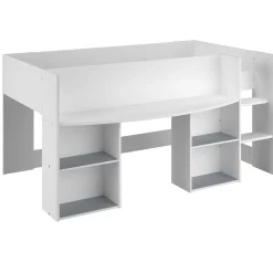 Habhochbett Rue 90x200 mit Schreibtisch - weiß/grau oder weiß/rosa
