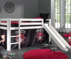 Halbhochbett Astrid weiß mit Rutsche - Zelt Pirates