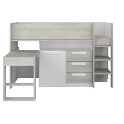 Halbhochbett Beau 90x200 mit Schreibtisch - weiß