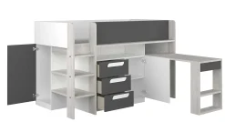 Halbhochbett Beau 90x200 mit Schreibtisch - Farbton grau