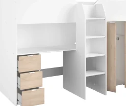 Halbhochbett Bett Neda 90x200cm - weiß/Eiche Dekor