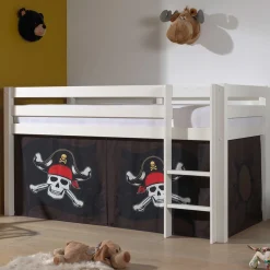 Halbhochbett Charlotte mit Bettzelt Caribbean Pirates - weiß
