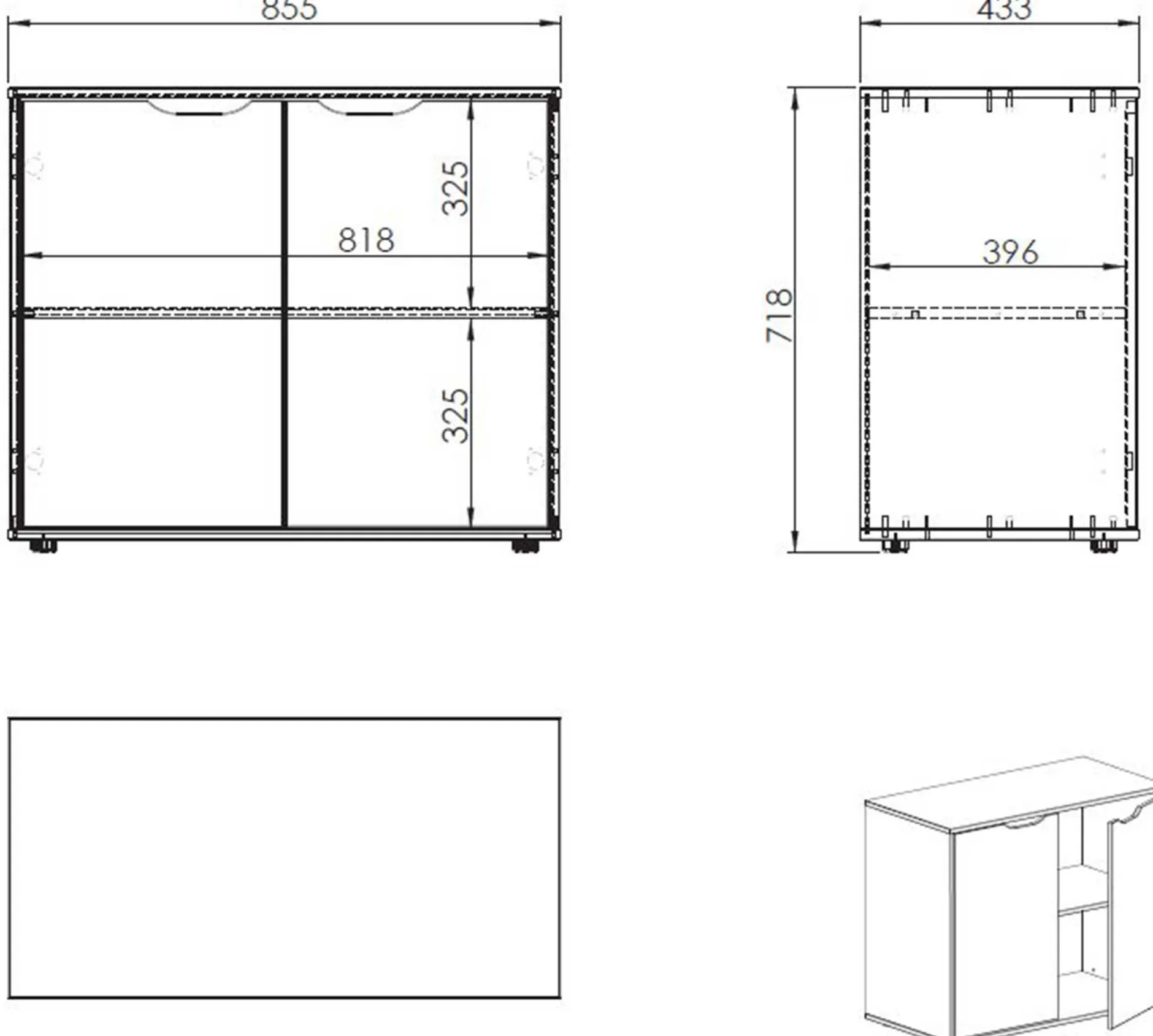 Halbhochbett Charlotte mit Regal, Schreibtisch, Bibliothek und Kommode - weiß