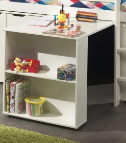 Halbhochbett Charlotte mit Regal, Schreibtisch und Kommode - weiß