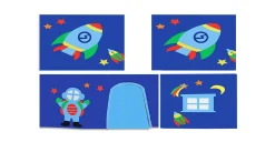 Halbhochbett Charlotte mit Schlafzelt, Tunnel und Aufbewahrungstaschen Astro - Kieferholz