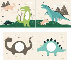 Halbhochbett Charlotte mit Schlafzelt Dino - Kieferholz