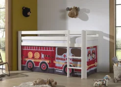 Halbhochbett Charlotte mit Schlafzelt Feuerwehrfahrzeug - weiß