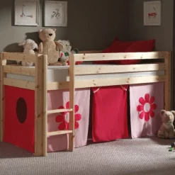 Halbhochbett Charlotte mit Spielzelt Blume - Kieferholz