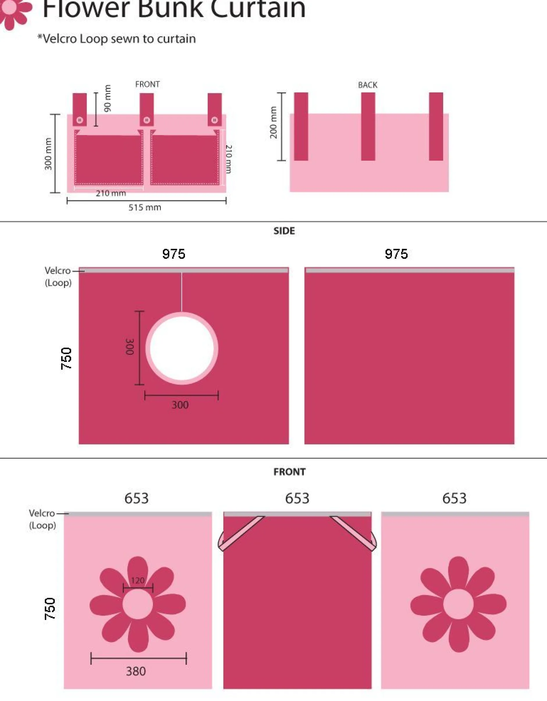 Halbhochbett Charlotte mit Spielzelt Blume - Kieferholz