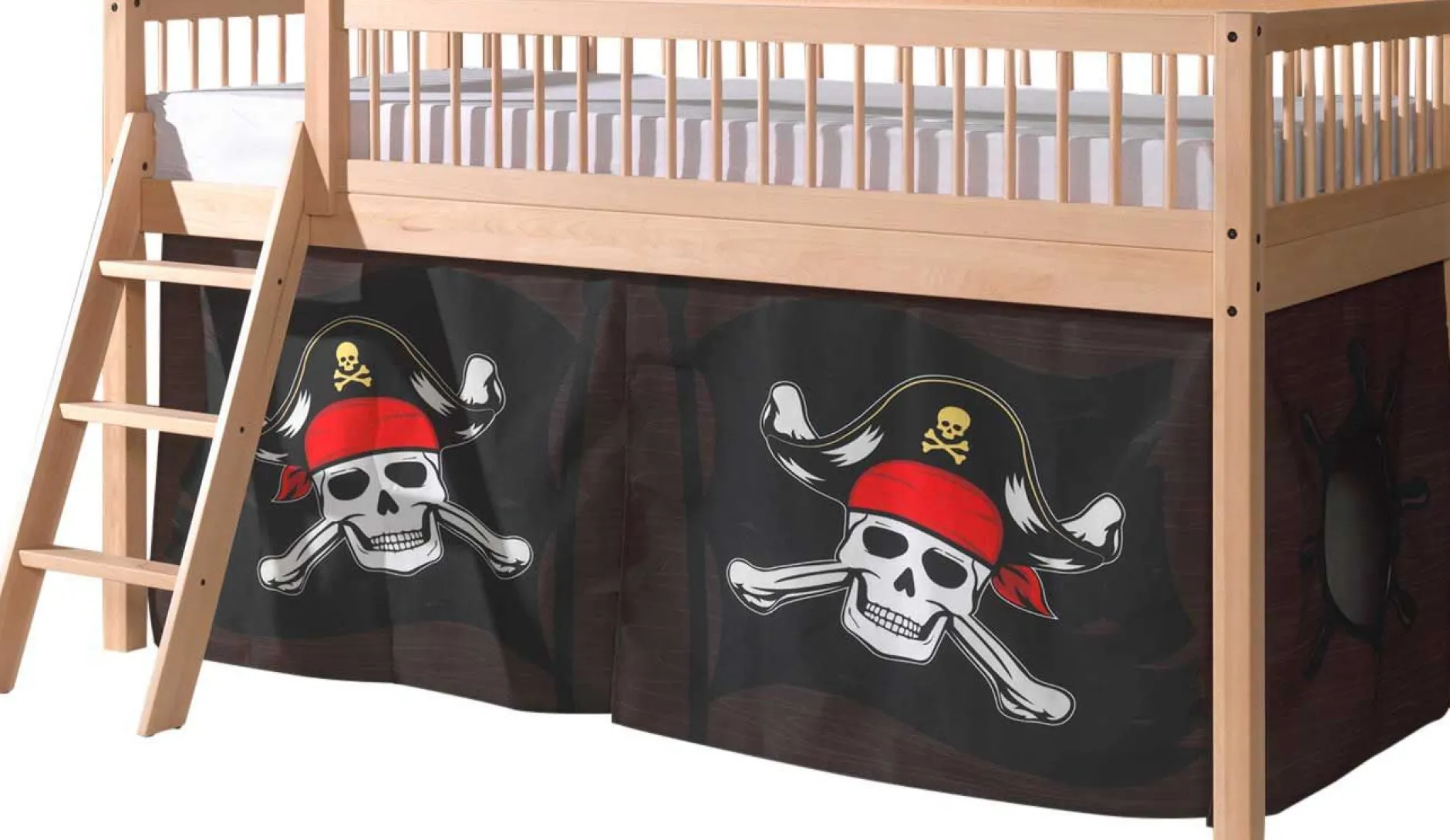 Halbhochbett Forrest mit Bettzelt Caribbean Pirates - Buchenholz