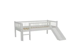 Halbhochbett Forrest - 90 x 200cm - mit Rutsche - Buche massiv - weiß