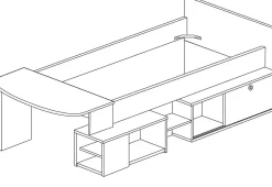 Halbhochbett Gaby mit Schreibtisch - 118x239x96 cm - Weiß/Eiche