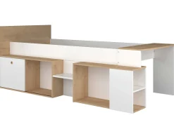 Halbhochbett Gaby mit Schreibtisch - 118x239x96 cm - Weiß/Eiche
