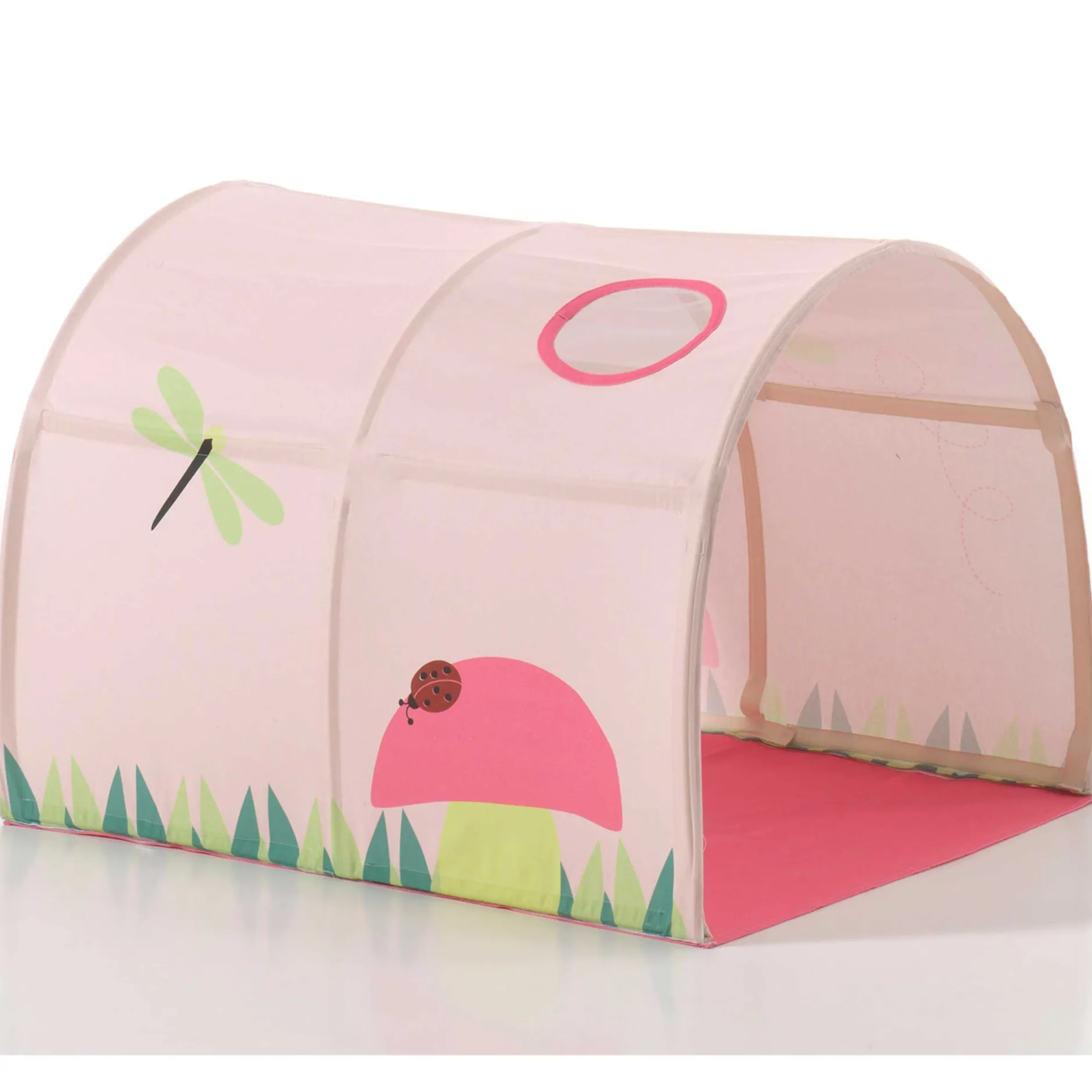 Halbhochbett mit Rutsche Astrid mit Schlafzelt und Betttunnel Spring - grau