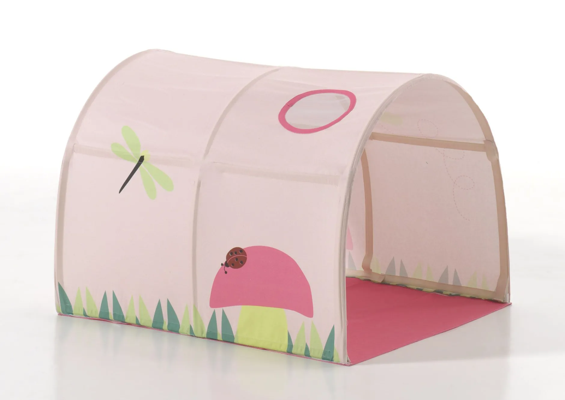 Halbhochbett mit Rutsche Astrid mit Schlafzelt, Tunnel und Stautaschen Spring - grau
