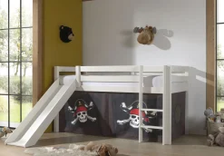 Halbhochbett mit Rutsche Astrid mit Schlafzelt Caribbean Pirates - weiß