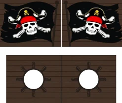Halbhochbett mit Rutsche Astrid mit Schlafzelt Caribbean Pirates - Kieferholz
