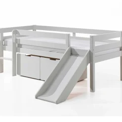 Halbhochbett mit Rutsche Pip mit 2 Schubladen 90 x 200 Kiefer - weiß