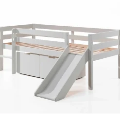 Halbhochbett mit Rutsche Pip mit 2 Schubladen 90 x 200 Kiefer - weiß