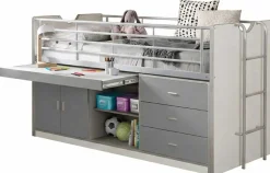 Halbhochbett mit Schreibtisch Bonny 95 - silber