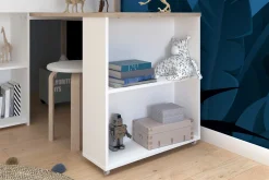 Halbhochbett mit Schreibtisch Moscon 90x200 - weiß/Eiche