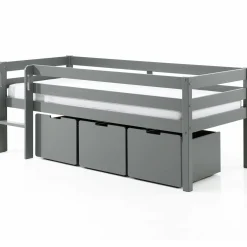 Halbhochbett Pip mit 3 Schubladen 90 x 200cm Kiefer - grau