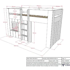 Halbhochbett Reno mit Spielhaus - 206x104x120 cm - Weiß
