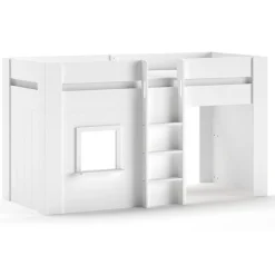 Halbhochbett Reno mit Spielhaus - 206x104x120 cm - Weiß
