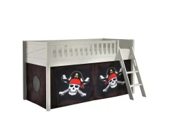 Halbhochbett Scottie 90x200 cm mit Piratenspielvorhang-weiß