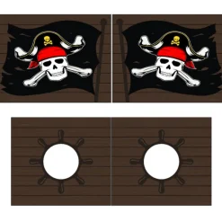 Halbhochbett Scottie 90x200 cm mit Rutsche und Piratenspielvorhang-weiß