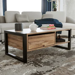 Haldizen Couchtisch | 100 % MELAMIN | Atlantische Kiefer, Schwarz