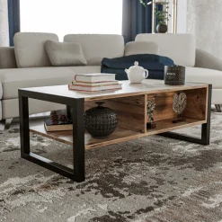 Haldizen Couchtisch | 100 % MELAMIN | Atlantische Kiefer, Schwarz