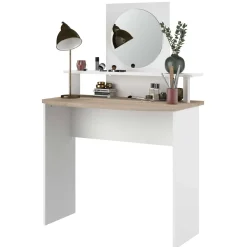 Hardy Schminktisch-136cm-mit Spiegel-weiß/Eiche