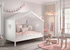 Hausbett Amori mit Bettschublade - weiß