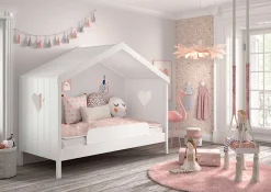 Hausbett Amori 90x200 cm mit Rausfallschutz - weiß