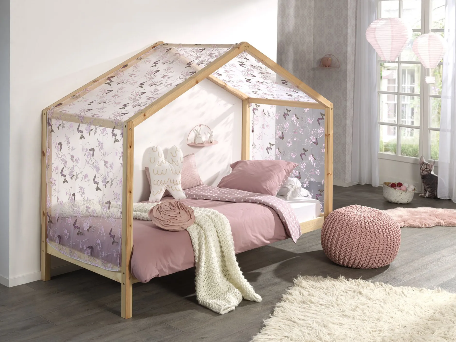 Haus Bett Dallas 3 90x200 - Kieferholz
