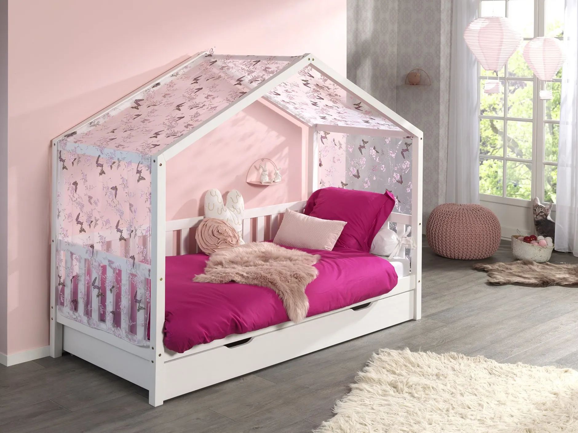 Hausbett Dallas 2 90x200 - weiß