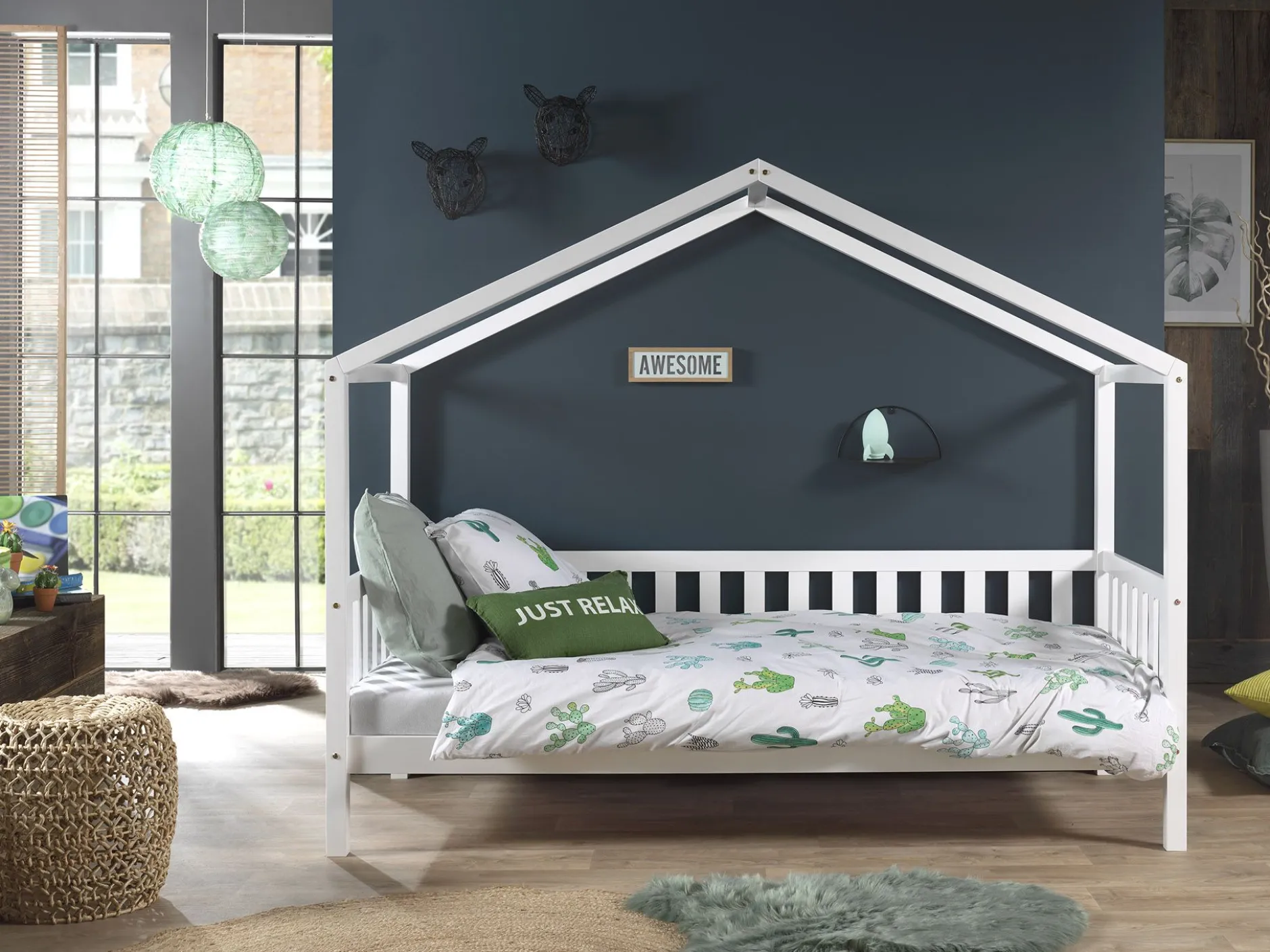 Hausbett Dallas 2 90x200 - weiß