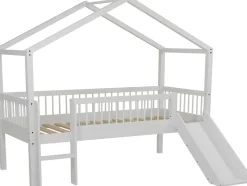 Hausbett Forrest - 90 x 200cm - mit Schieber - Buche massiv - weiß