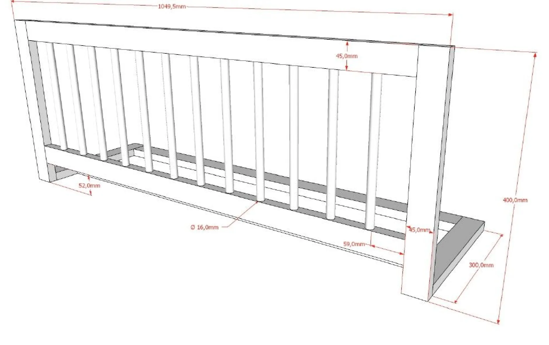 Hausbett Forrest 90x200 mit herunterklappbarem Schutzgitter und Bettzelt - Buche/Rosa