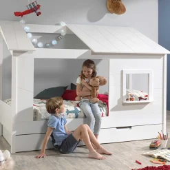 Hausbett Lio 90x200 mit Bettkasten - weiß