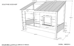 Hausbett Lio 90x200 mit Vorhängen - weiß