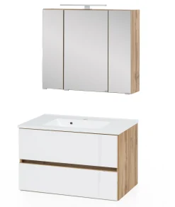 Helina 1 2-teiliger Badezimmerschrank - Eiche/Weiß