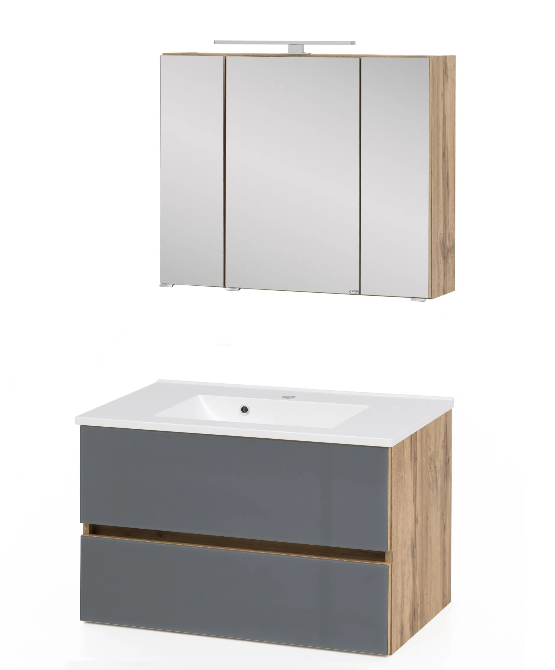 Helina 1 2-teiliger Badezimmerschrank - Eiche/Grau